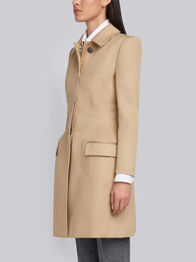 Shop Thom Browne Mackintosh Bal Collar Tuck Hip Coat In Neutrals
