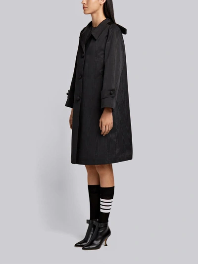 Shop Thom Browne Moire Tracee Bow Back Overcoat In Black