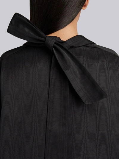 Shop Thom Browne Moire Tracee Bow Back Overcoat In Black