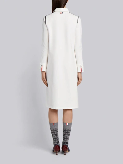 Shop Thom Browne Contrast Stitch Milano Tech Shirtdress In White