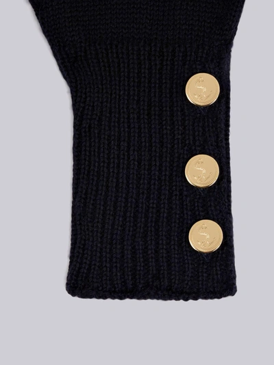 Shop Thom Browne Fingerless Wool Gloves In Blue