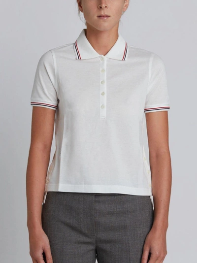 Shop Thom Browne Mercerized Pique Polo Shirt In White