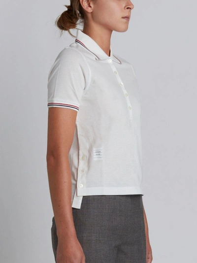 Shop Thom Browne Mercerized Pique Polo Shirt In White