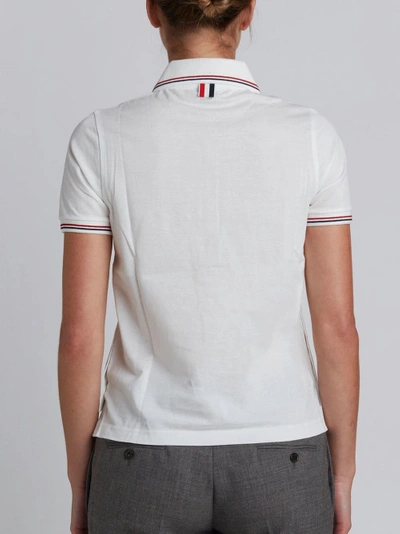 Shop Thom Browne Mercerized Pique Polo Shirt In White