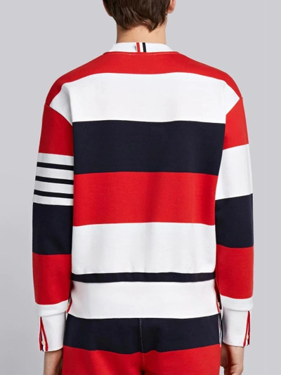 Shop Thom Browne Engineered Rugby Stripe Drop-shoulder Crewneck Jersey Sweatshirt In Multicolour