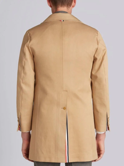 Shop Thom Browne Peacoat With Red, White And Blue Taped Seams & Button-out Beaver Lining In Khaki Mackint In 250 Khaki