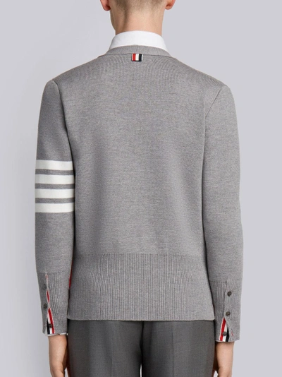 THOM BROWNE 美丽奴羊毛4条纹针织V领开衫