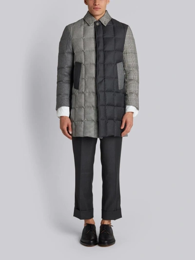 Shop Thom Browne Downfilled Classic Bal Collar Overcoat In Funmix In Prince Of Wales Heavy Wool In Black