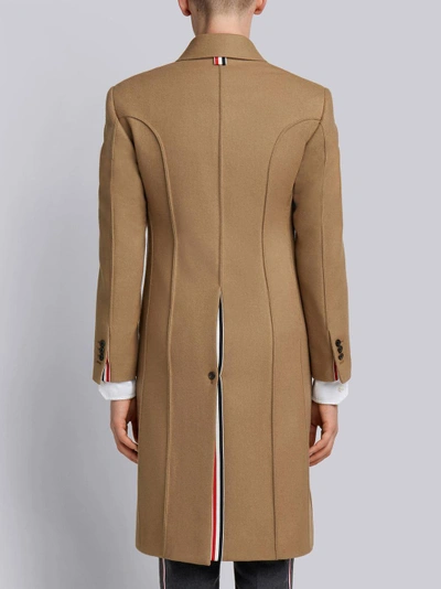 Shop Thom Browne Melton Wool Pintuck Bal Collar Overcoat In Neutrals