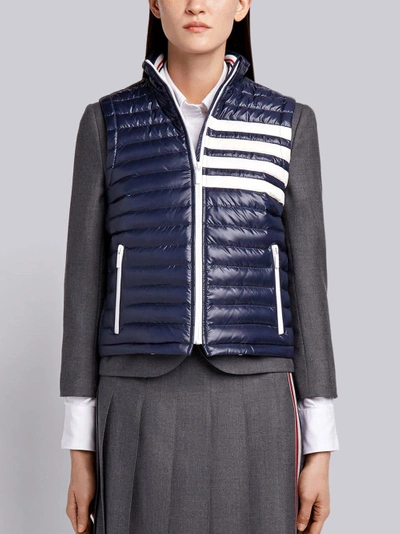 Shop Thom Browne Satin-finished Quilted Down Fill Vest In Nylon Tech In Blue