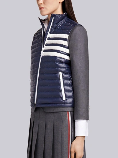 Shop Thom Browne Satin-finished Quilted Down Fill Vest In Nylon Tech In Blue