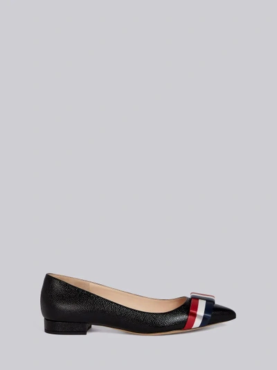 Shop Thom Browne Leather Bow Ballerina Flat In Black