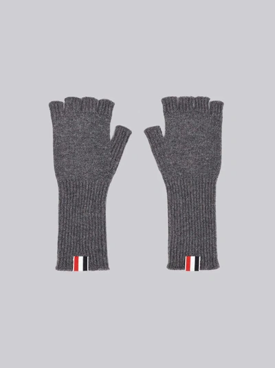 Shop Thom Browne Fingerless Cashmere Gloves In Grey