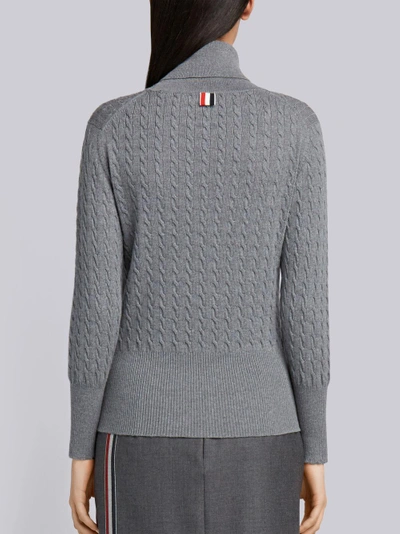 Shop Thom Browne Baby Cable Fine Merino Turtleneck In Grey