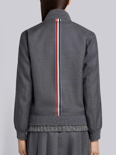 Shop Thom Browne Classic Wool Varsity Jacket In Grey