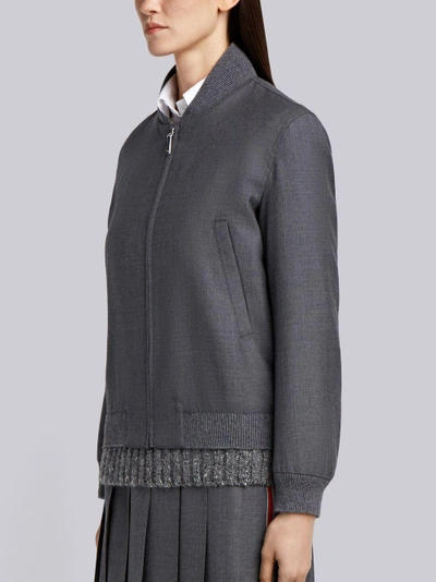 Shop Thom Browne Classic Wool Varsity Jacket In Grey