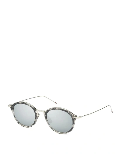 Shop Thom Browne Eyewear Grey Tortoise Sunglasses