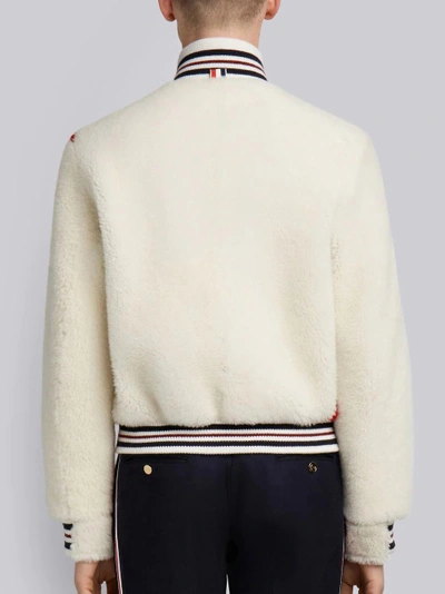 Shop Thom Browne Knitted Stripe Blouson Jacket In White