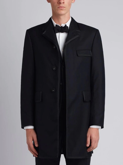 Shop Thom Browne 3-ply Mohair Chesterfield Overcoat In Black