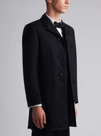 Shop Thom Browne 3-ply Mohair Chesterfield Overcoat In Black