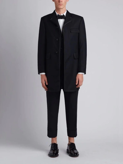 Shop Thom Browne 3-ply Mohair Chesterfield Overcoat In Black