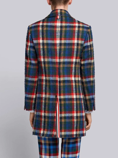 Shop Thom Browne Gingham Tartan Classic Bal Collar Hair Mohair Overcoat In Multicolour