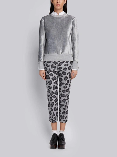Shop Thom Browne Relaxed Fit Velvet Crewneck Pullover In Metallic
