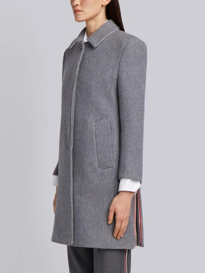 Shop Thom Browne Unlined Bal Collar Overcoat In Boiled Wool In Grey