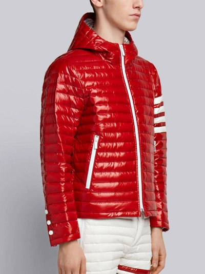Shop Thom Browne 4-bar Stripe Satin Finish Quilted Down-filled Tech Jacket In Red