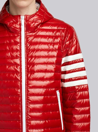 Shop Thom Browne 4-bar Stripe Satin Finish Quilted Down-filled Tech Jacket In Red