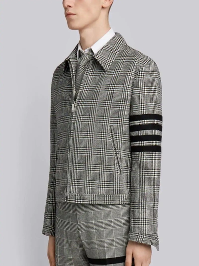 Shop Thom Browne Prince Of Wales Check Woven Golf Jacket In Black
