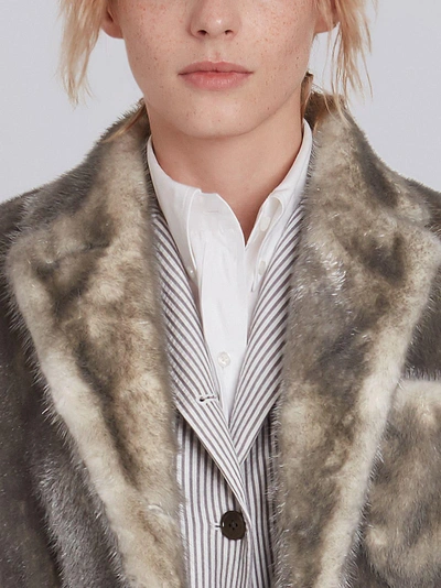 Shop Thom Browne Tri-stripe Trim Overcoat In Grey