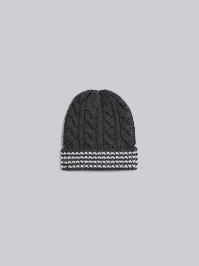 Shop Thom Browne Chunky Cable Cashmere Hat In Grey