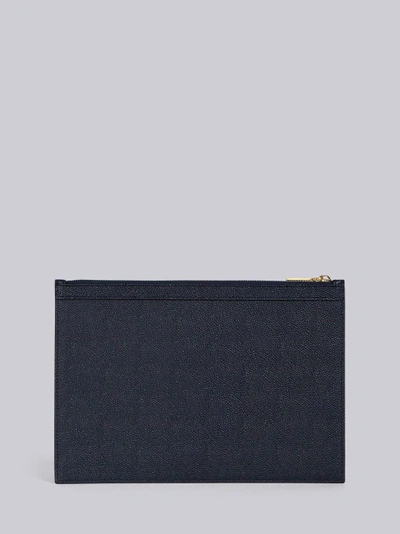 Shop Thom Browne 4-bar Stripe Leather Tablet Holder In Blue