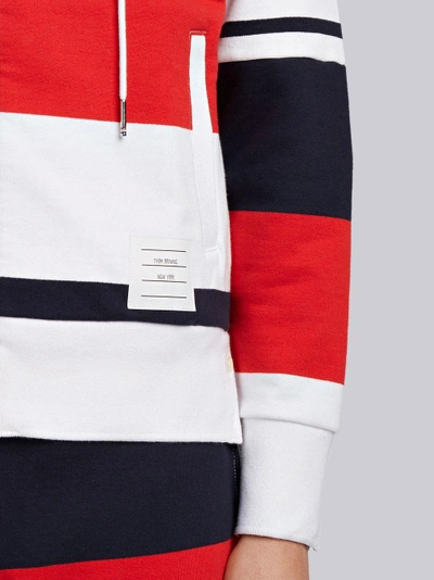 Shop Thom Browne Engineered Rugby Stripe Drop-shoulder Zip-up Jersey Hoodie In Multicolour