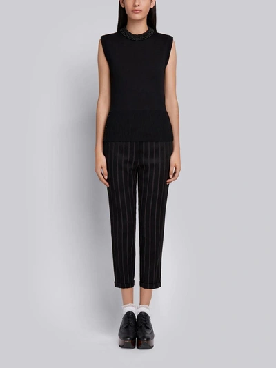 Shop Thom Browne Jersey And Mesh Stitch Shell Top In Black