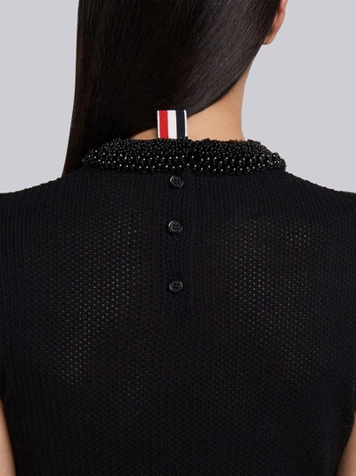 Shop Thom Browne Jersey And Mesh Stitch Shell Top In Black