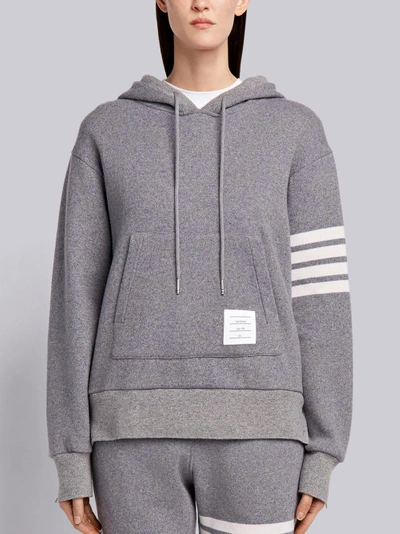 Shop Thom Browne 4-bar Relaxed Cashmere Hoodie In Grey