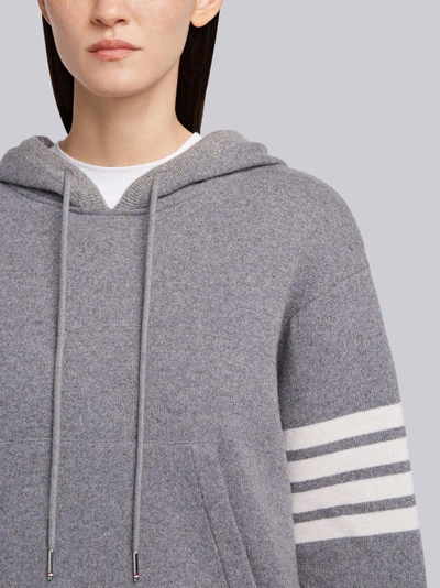 Shop Thom Browne 4-bar Relaxed Cashmere Hoodie In Grey