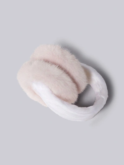 Shop Thom Browne Mink Fur Earmuffs In White