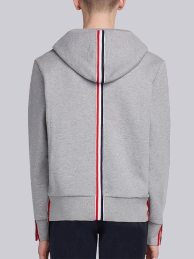 Shop Thom Browne Light Grey Loopback Jersey Knit Center Back Stripe Pullover Hoodie