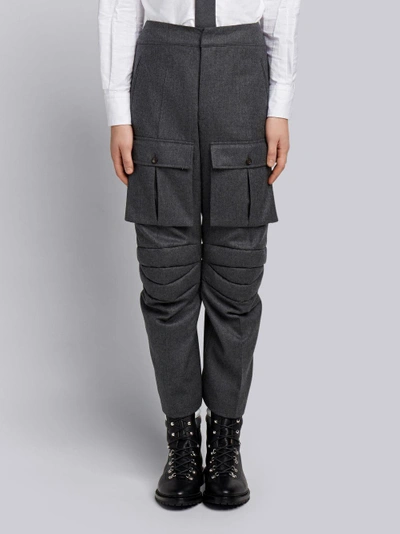 Shop Thom Browne Articulated Solid Wool Flannel Trouser In Grey