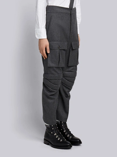 Shop Thom Browne Articulated Solid Wool Flannel Trouser In Grey