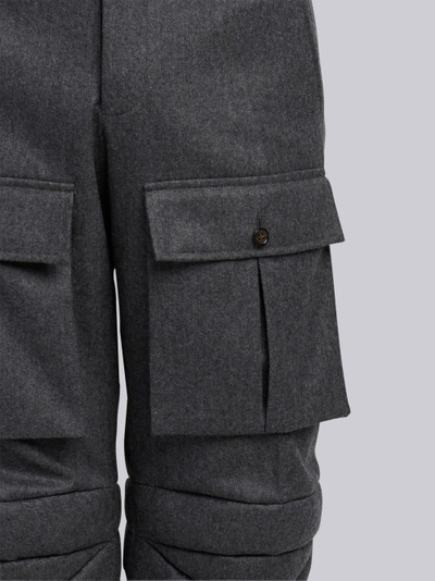 Shop Thom Browne Articulated Solid Wool Flannel Trouser In Grey