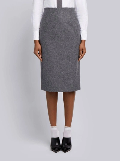 Shop Thom Browne Flannel Pencil Skirt In Grey