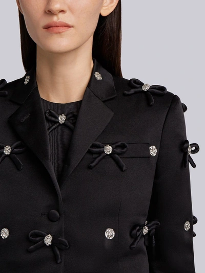 Shop Thom Browne Bow Embroidery Satin Sport Coat In Black