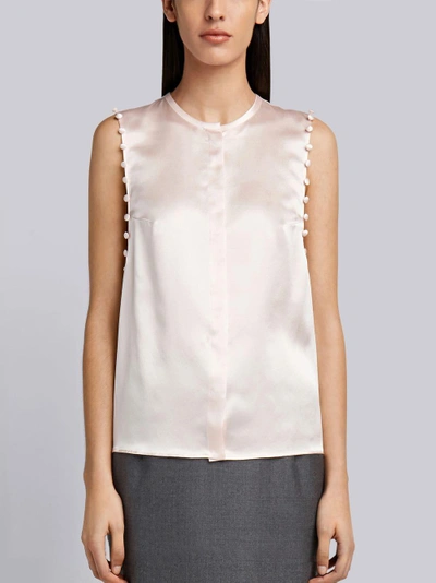 Shop Thom Browne Bridal Button Silk Blouse In Pink