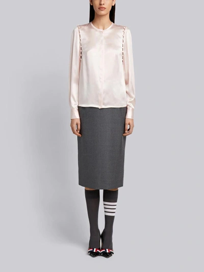 Shop Thom Browne Bridal Button Silk Blouse In Pink