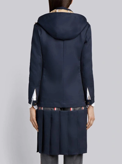 Shop Thom Browne Low-slung Pleated Mackintosh Overcoat In Blue