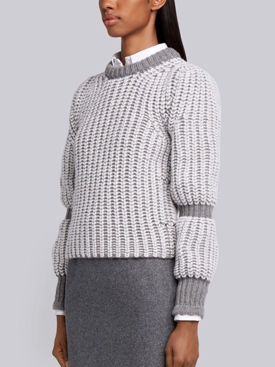 Shop Thom Browne Bi-colored Chunky Merino Pullover In Grey